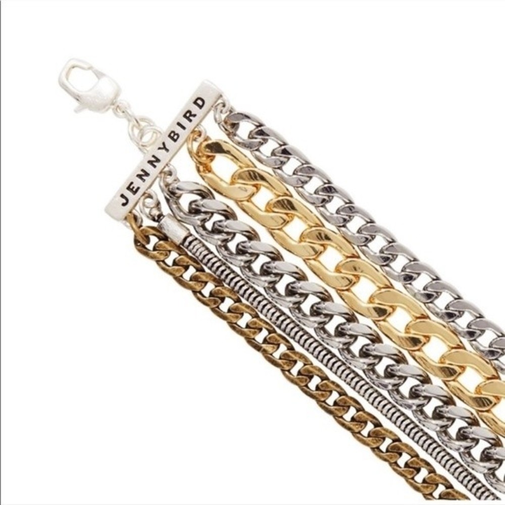 Jenny Bird Austin Cuff mixed metal chunky silver gold Links multi-strand Chain